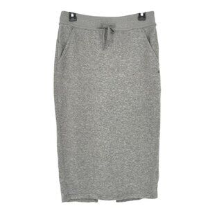 Prana Gray Heathered Knit Midi Pencil Skirt Size M Athleisure Minimalist